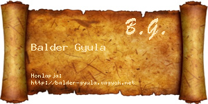 Balder Gyula névjegykártya